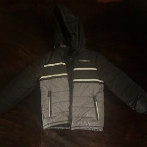 London Fog Black and Gray Puffer Jacket for Kids